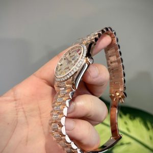 Đồng Hồ Rolex Day-Date Phủ Vàng Hồng Đính Moissanite Hong Kong Xưởng GM 36mm (7)