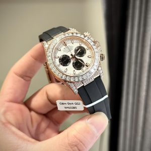 Đồng Hồ Rolex Daytona Chế Tác Mặt Thiên Thạch Phủ Vàng 18K Đính Đá Moissanite 40mm