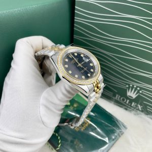 Đồng Hồ Rolex Fake Máy Cơ Nhật DateJust Mặt Đen Đính Đá 38-41mm (1)