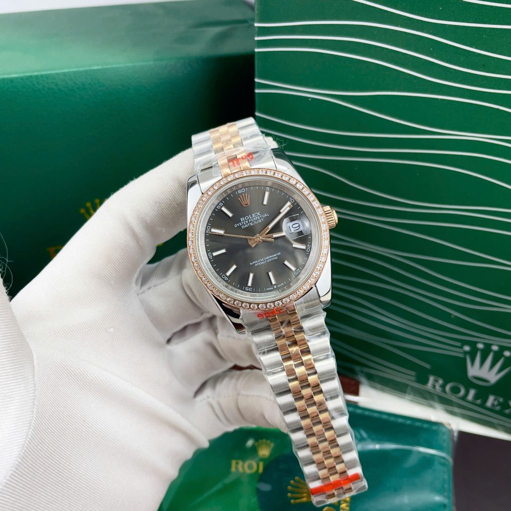 Đồng Hồ Rolex Giá Rẻ Máy Cơ Nhật Đính Đá Fake Cao Cấp DateJust 38-41mm (6)