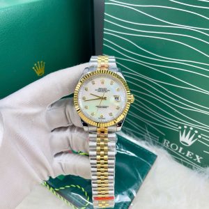 Đồng Hồ Rolex Giá Rẻ Máy Cơ Nhật Mặt Xà Cừ Đính Đá DateJust 38-41mm (1)