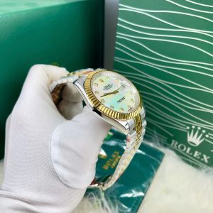 Đồng Hồ Rolex Giá Rẻ Máy Cơ Nhật Mặt Xà Cừ Đính Đá DateJust 38-41mm (1)