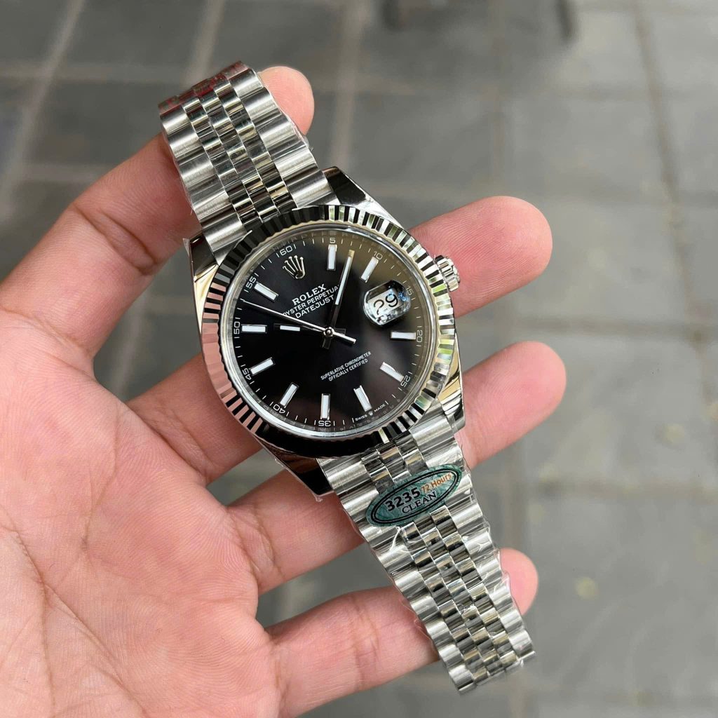 Đồng Hồ Rolex Replica Cao Cấp DateJust 126334 Mặt Đen Cọc Dạ Quang 41mm (1)