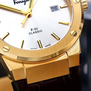 Đồng Hồ Salvatore Ferragamo F80 Classic Màu Nâu Máy Pin Thuỵ Sỹ Like Auth 40mm (3)