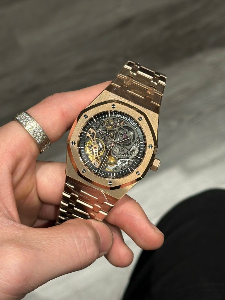 Đồng Hồ Audemars Piguet Royal Oak 15407 Skeleton Rose Gold Nhà Máy THB 2024 41mm (9)