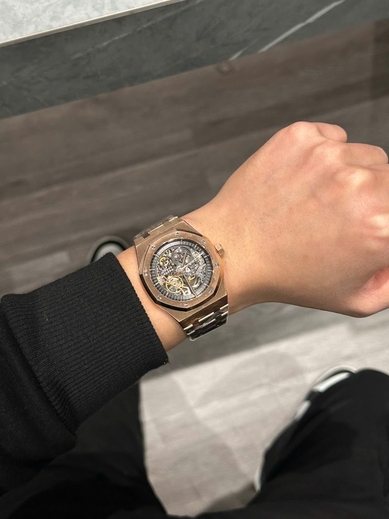 Đồng Hồ Audemars Piguet Royal Oak 15407 Skeleton Rose Gold Nhà Máy THB 2024 41mm (9)