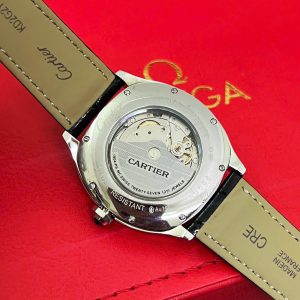 Đồng Hồ Cartier Driver Fake Máy Cơ Nhật Mặt Xám Dây Da Đen 41mm (8)