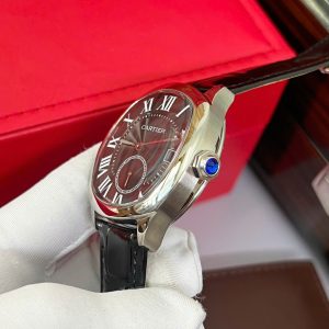 Đồng Hồ Cartier Driver Fake Máy Cơ Nhật Mặt Xám Dây Da Đen 41mm (8)