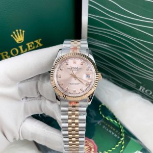 Đồng Hồ Nam Rolex Fake Giá Rẻ Mặt Số Cá Hồi DateJust Máy Nhật 41mm (2)