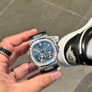 Đồng Hồ Patek Philippe Chế Tác Đá Moissanite Nautilus 5724G Mặt Xám 40mm (1)
