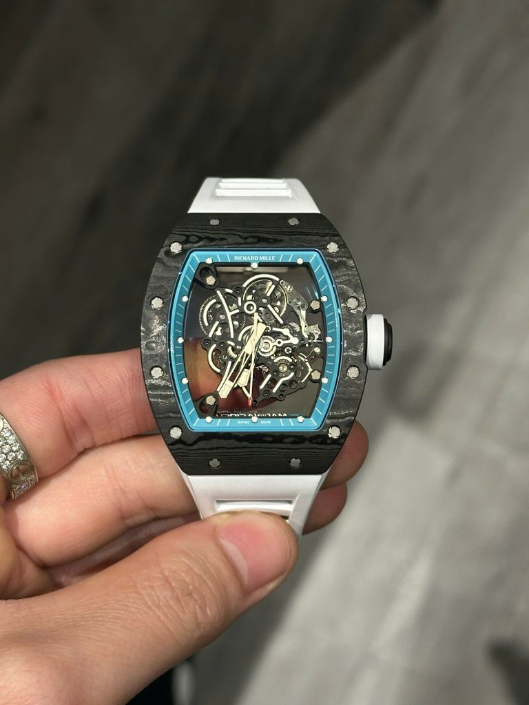 Đồng Hồ Richard Mille RM055 Carbon Dây Cao Su Màu Trắng Xưởng BBR (1)