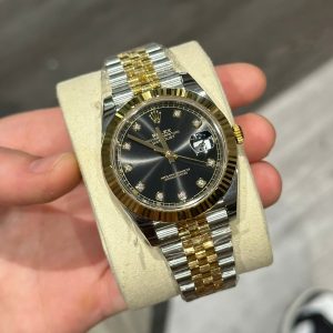 Đồng Hồ Rolex DateJust 126331 Mặt Số Đen Đính Đá Replica Cao Cấp 41mm (1)