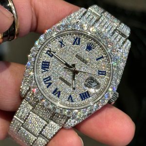 Đồng Hồ Rolex DateJust Đính Full Đá Moissanite Chế Tác Hong Kong 41mm (10)