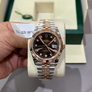 Đồng Hồ Rolex DateJust Mặt Chocolate Phủ Vàng Thật Máy Calibre 3235 Nâng Cấp 41mm (1)