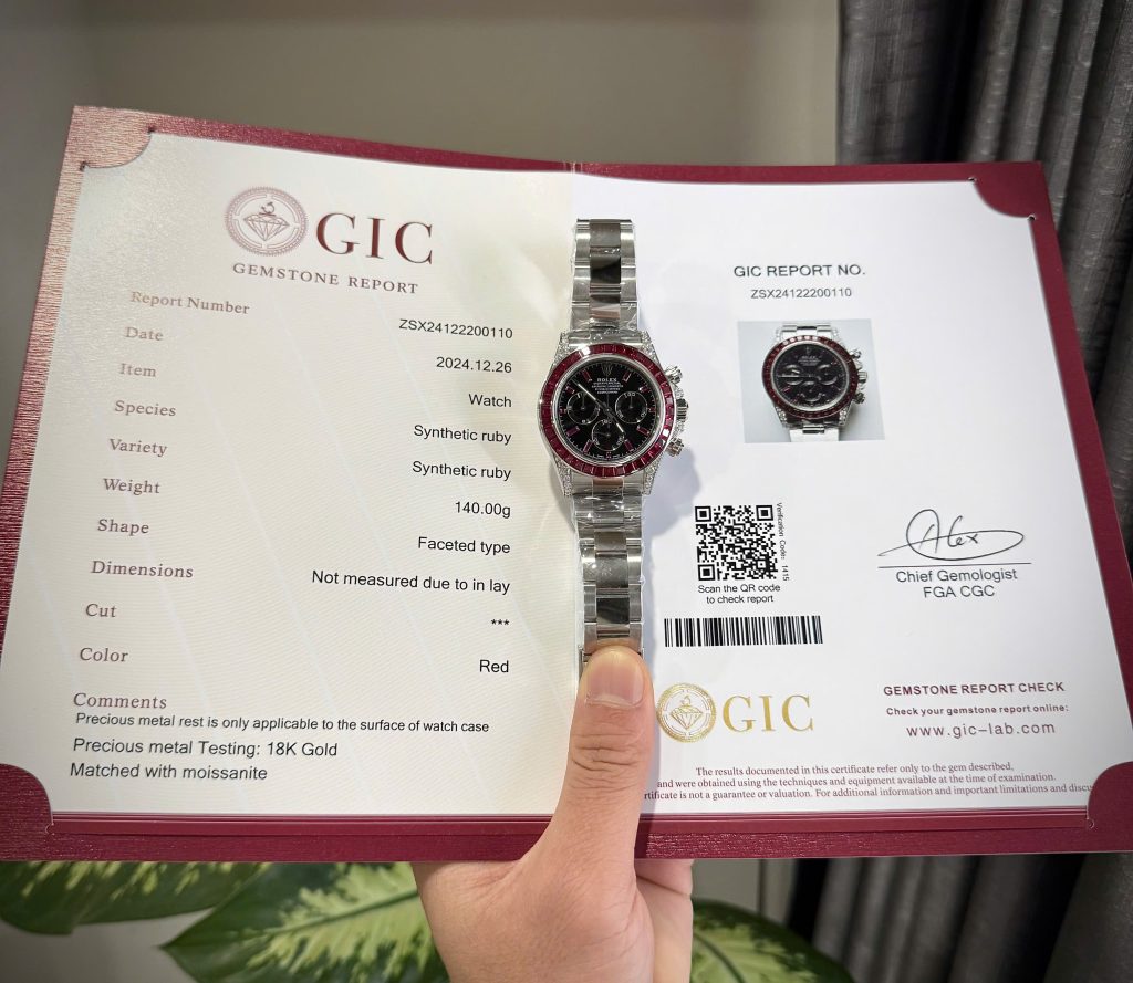 Đồng Hồ Rolex Daytona 126599TRU Đính Đá Ruby Nhân Tạo & Moissanite 40mm (7)