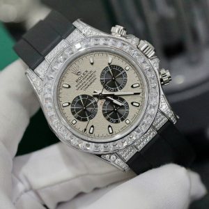 Đồng Hồ Rolex Fake Máy Thuỵ Sỹ Đính Đá Daytona Mặt Số Thiên Thạch 40mm (10)