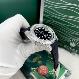 Đồng Hồ Rolex Submariner Máy Cơ Nhật Fake Màu Đen Đính Đá (1)