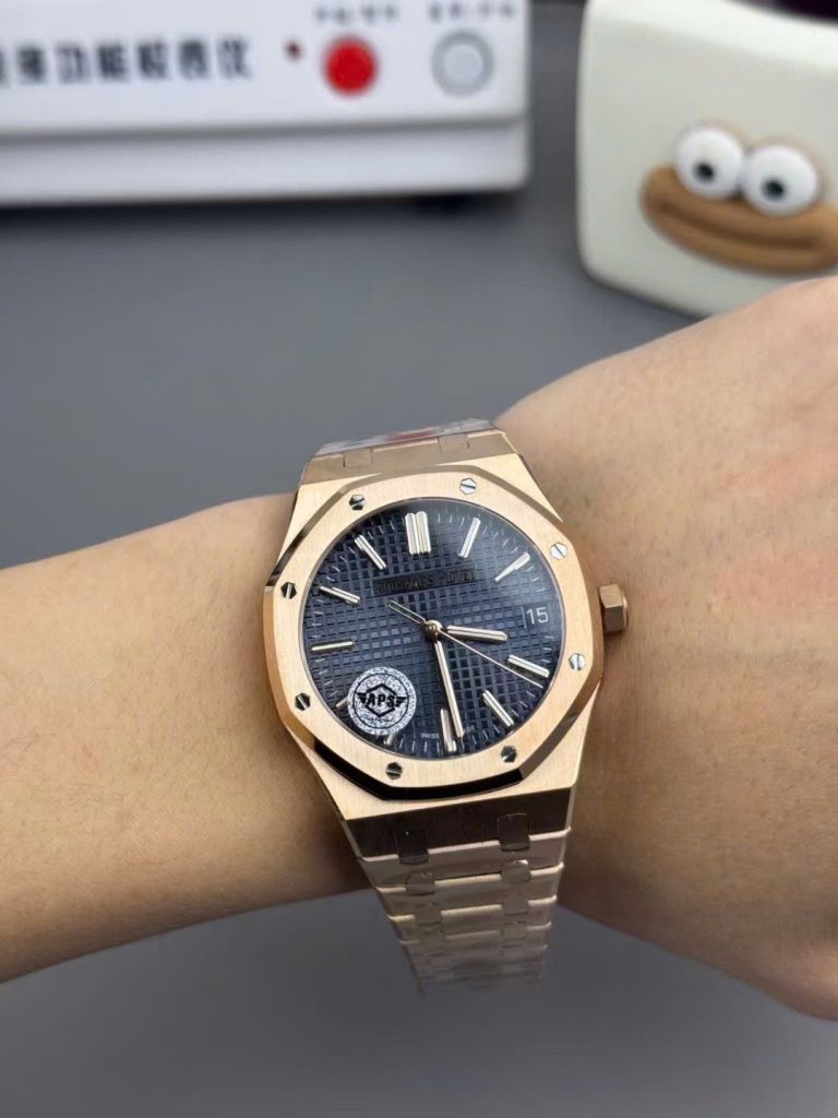 Đồng Hồ Audemars Piguet Royal Oak 15500OR Chế Tác Mặt Xanh Blue Xưởng APS 41mm (1)