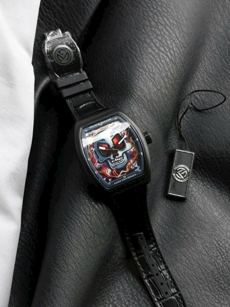 Đồng Hồ Franck Muller Vanguard Loes Van Delft Skull Vỏ Gốm Đen 45mm (8)