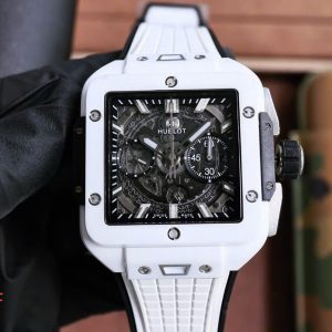 Đồng Hồ Hublot Square Bang Unico Gốm Trắng Replica Nhà Máy BBF 42mm (5)