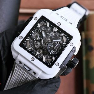 Đồng Hồ Hublot Square Bang Unico Gốm Trắng Replica Nhà Máy BBF 42mm (5)