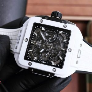 Đồng Hồ Hublot Square Bang Unico Gốm Trắng Replica Nhà Máy BBF 42mm (5)