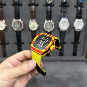 Đồng Hồ Richard Mille Fake Cao Cấp RM27 Màu Vàng Dây Vải Canvas 45mm (6)
