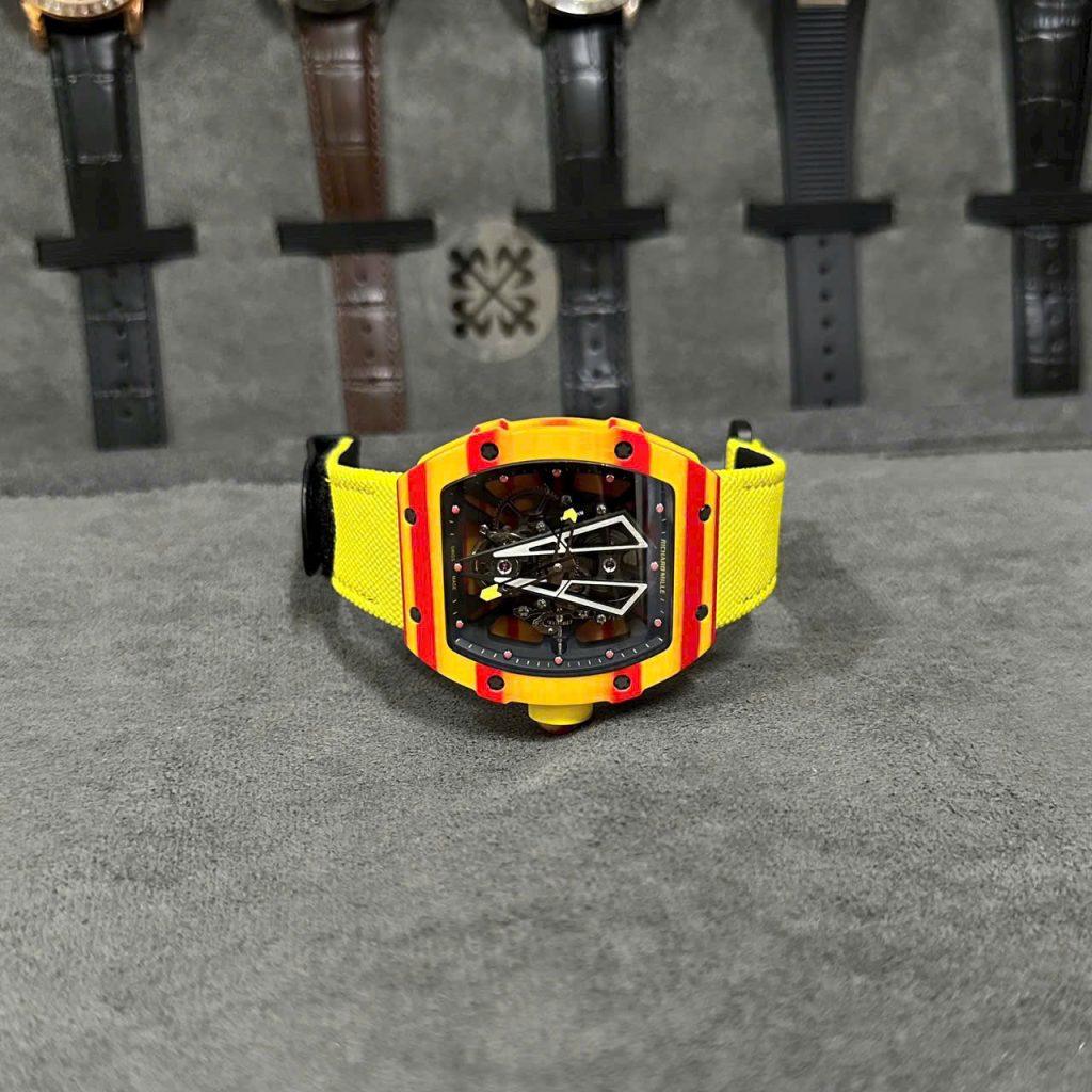 Đồng Hồ Richard Mille Fake Cao Cấp RM27 Màu Vàng Dây Vải Canvas 45mm (6)
