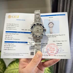 Đồng Hồ Rolex Chế Tác Đá Moissanite GMT Master II Viền Đá Sapphire 40mm (6)