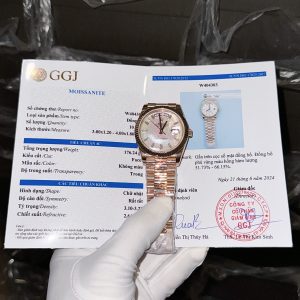 Đồng Hồ Rolex Chế Tác Mặt Xà Cừ Tự Nhiên Cọc Số Moissanite Phủ Vàng 18K GM Factory 40mm (8)
