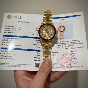 Đồng Hồ Rolex Chế Tác Phủ Vàng 18K Đính Đá Ruby Tổng Hợp & Moissanite 40mm (5)