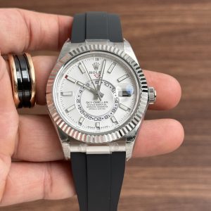 Đồng Hồ Rolex Nam Rep 11 Mặt Trắng Sky Dweller Dây Cao Su Màu Đen 42mm (6)