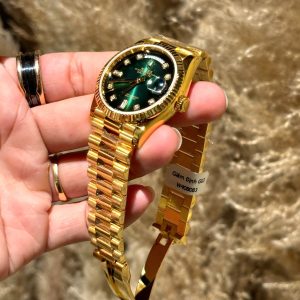 Đồng Hồ Rolex Phủ Vàng 18K Day-Date Mặt Số Ombré Xanh Lá Cây 36mm (1)
