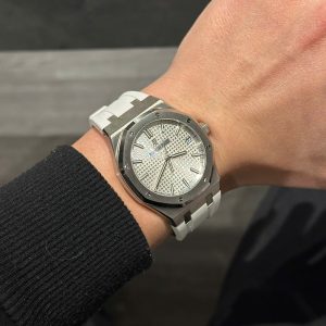 Đồng Hồ Audemars Piguet Royal Oak 15500ST Dây Cao Su Trắng Xưởng APS 41mm (6)