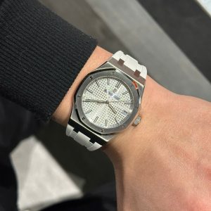 Đồng Hồ Audemars Piguet Royal Oak 15500ST Dây Cao Su Trắng Xưởng APS 41mm (6)