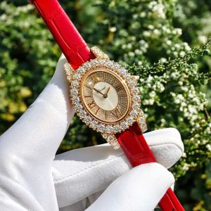 Đồng Hồ Chopard Happy Diamonds Bọc Vàng Đính Đá Moissanite Like Auth 30mm (7)