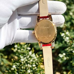 Đồng Hồ Chopard Happy Diamonds Bọc Vàng Đính Đá Moissanite Like Auth 30mm (7)