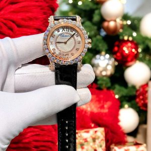 Đồng Hồ Chopard Happy Sport Nữ Bọc Vàng Hồng Đính Đá Moissanite 36mm