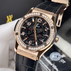 Đồng Hồ Hublot Cơ Lộ Máy Nam Đính Đá Màu Đen Fake Nhật 42mm (3)