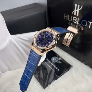 Đồng Hồ Hublot Cơ Lộ Máy Nam Đính Đá Màu Xanh Dương Fake Nhật 42mm (3)