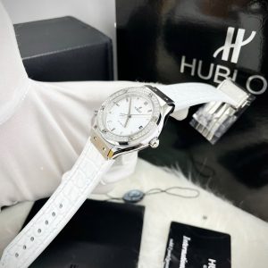 Đồng Hồ Hublot Nữ Dây Cao Su Màu Trắng Đính Đá Máy Cơ Nhật Miyota 8215 33mm (1)
