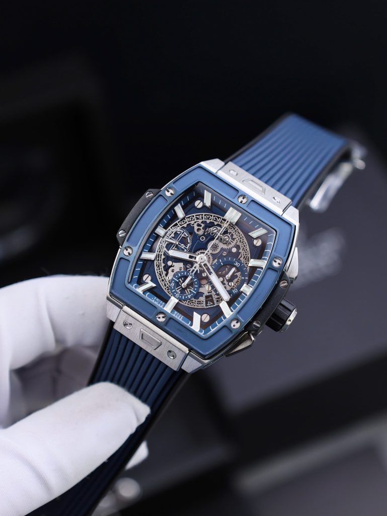Đồng Hồ Hublot Replica 11 Spirit Of Big Bang Titanum Viền Gốm Xanh 44mm (2)
