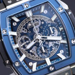 Đồng Hồ Hublot Replica 11 Spirit Of Big Bang Titanum Viền Gốm Xanh 44mm (2)