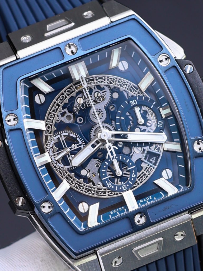 Đồng Hồ Hublot Replica 11 Spirit Of Big Bang Titanum Viền Gốm Xanh 44mm (2)