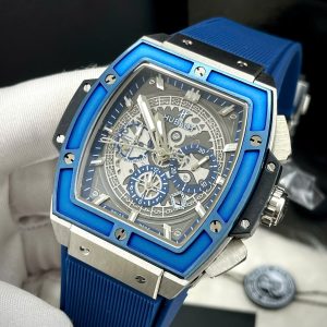 Dong Ho Hublot Spirit Fake Cao Cap May Co Nhat Mau Xanh Gia Re 45mm 4