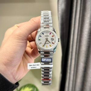 Đồng Hồ Rolex Day-Date 128349RBR Đính Đá Moissanite Hong Kong Xưởng QF 40mm (6)