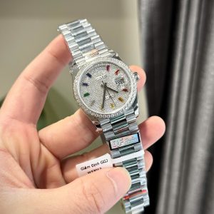 Đồng Hồ Rolex Day-Date 128349RBR Đính Đá Moissanite Hong Kong Xưởng QF 40mm (6)
