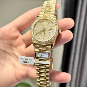 Đồng Hồ Rolex Day-Date 228348RBR Phủ Vàng Thật Đính Đá Moissanite Xưởng QF 40mm (1)