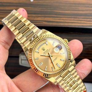 Đồng Hồ Rolex Fake Cao Cấp Day-Date 228235 Mặt Vàng Cọc Số Đá 40mm (7)