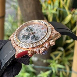 Đồng Hồ Rolex Nam Đính Đá Daytona Fake Máy Nhật Mặt Thiên Thạch 40mm (5)